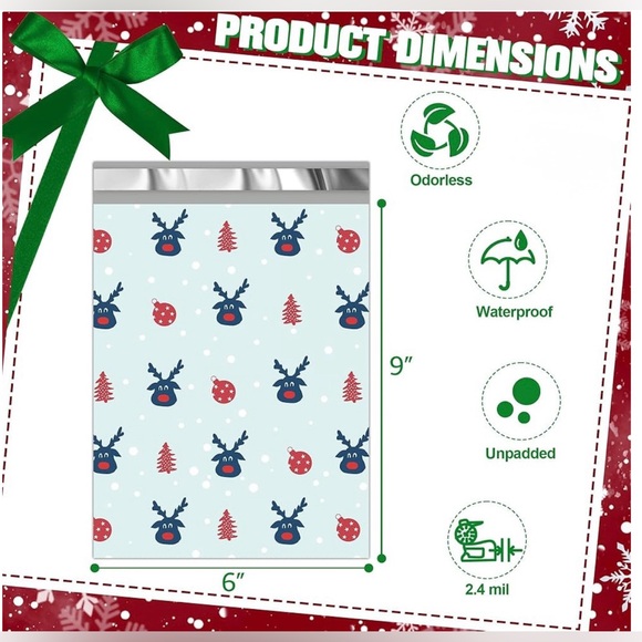10 Poly Mailers 6x9 Variety Pack Christmas NIP - Picture 12 of 14